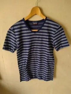 NICOLE CLUB FOR MEN ストライプ VネックTシャツ
