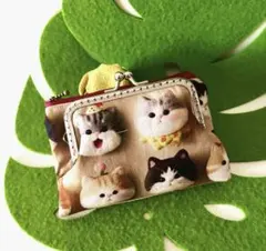 ちょっとお買い物がま口♪プリント生地ねこさん♡