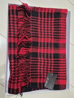 アクリル製赤黒チェックマフラー