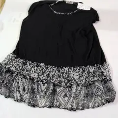 #DC.Shincian シースルー黒いフリルチュニック 半袖