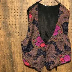 ベスト　コブラン風　花柄ベスト　RB56