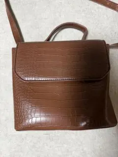 新品》 クロコ型押し ハンドバッグ 韓国バッグ ブラウン - メルカリ