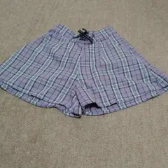 紫系チェック 柄キュロットパンツ160サイズ