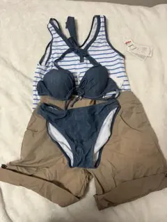 セパレート水着（ストライプ・ショートパンツ付き）　13号