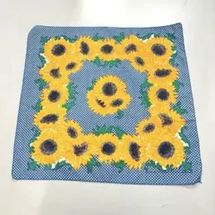 USA製 ヴィンテージバンダナ ひまわり サンフラワー 花柄 ギンガムチェックのサムネイル