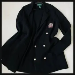 m02【極美品・L】ローレンラルフローレン銀ボタンエンブレム　ニットジャケットのサムネイル