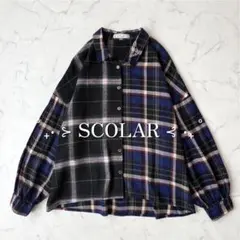 【 ScoLar スカラー 】 オーバーサイズ チェック柄 長袖シャツ Mのサムネイル