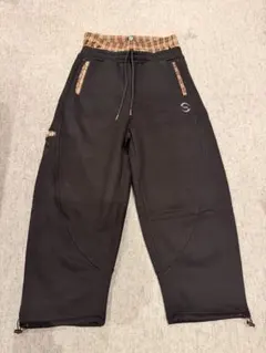 SAINO ブラック パンツ チェック柄裏地