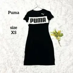 プーマ 半袖ワンピース Tシャツ 膝丈 ビックロゴ タイト Y2K 黒 【XS】
