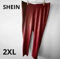 SHEIN 【2XL】 レッド カジュアルパンツ スリムフィット 大きいサイズ