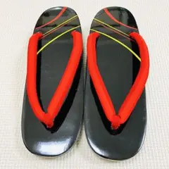 和装草履 黒×赤 鼻緒 23〜23.5cm