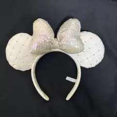 ディズニー　カチューシャ　ミニー　キルティング　ホワイト