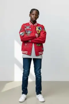 刺繍 パッチ 付き スタジャン ベースボール ジャケット ジャンパー メンズ M