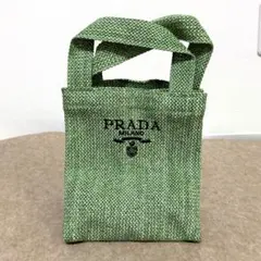 PRADA　ノベルティ　ミニラフィア刺繍トートバッグ　ミニカゴバッグ Kh67