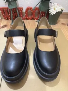 ブラックメリージェーンシューズ厚底　L
