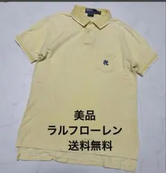美品　ラルフローレン　メンズ ポロシャツ イエロー 胸ポケット付き　男女共用可