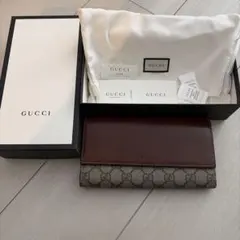 GUCCI GGパターン 長財布 ブラウン/グレー