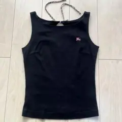Y2Kバーバリーブルーレーベル ノバチェックリボンバック タンクトップ