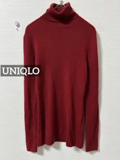 k0196 UNIQLO メリノリブタートルネックセーター レッド