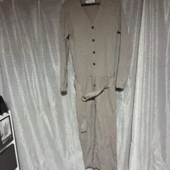 Mystrada Vネック　リブ　タイト　ニットワンピース　ベージュ