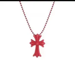 シリコンネクレス　赤　　十字架　ラバー　ユニセックス