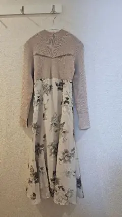 【美品】フラワードッキングロングスリーブワンピース MERCURY DUO