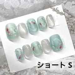 【79】ネイルチップ 透け感マグネット 金魚 涼ネイル 水滴 S ☆現品☆のサムネイル