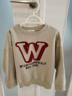 【120】branshes Wロゴ 長袖トレーナー ベージュ