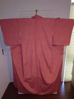 美品　しつけ付き　洗える着物　小紋　袷　小槌柄