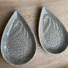 よしざわ窯 白鳥の涙皿（貫入/釉ヒビあり） 2枚セットのサムネイル