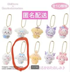 ちいかわサンリオシークレットフロッキーマスコットチャーム シナモロール×ハチワレ