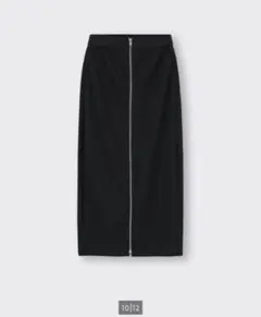 フロントジップナローロングスカートQ Mサイズ　BLACK