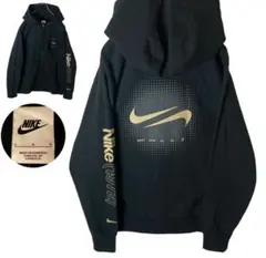 未使用タグ付NIKEダブルスウッシュでかロゴ ブラックスウェットパーカーLサイズ