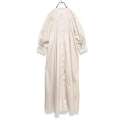 美品 ナノユニバース ボリュームスリーブワンピース ゆったり フレア