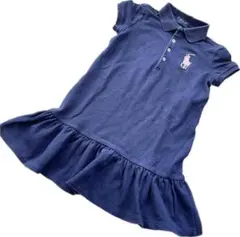 【近年モデル】ポロラルフローレン　ポロシャツ　5　青　綿　ワンピース　フリル