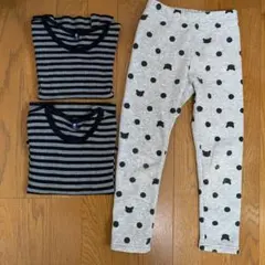 ユニクロ　リブボーダークルーネックT &裏起毛レギンスパンツ