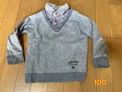 BeBe 花柄襟 Vネック トレーナー 100