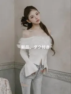 darich フレアスリーブフラワーオフショルトップス