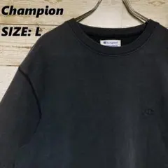 ✨Champion✨スウェット 黒 袖プリント 同色目 色褪せあり