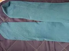 ターコイズ リブ編み タイツ ラメ入り