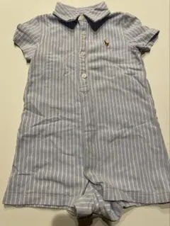 Ralph Lauren 青と白のストライプロンパース 9M