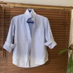 青と白のストライプ長袖シャツ　GU