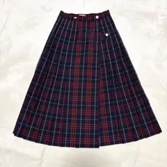 y031203 SOURCE-TAP プリーツスカート　S　チェック柄　ボタン