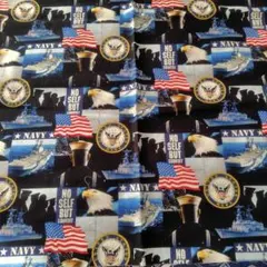アメリカ海軍テーマの綿プリント生地　108㌢×50㌢　2枚