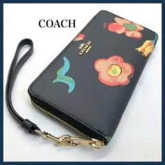 ✨極美品✨　COACH コーチ　長財布　花柄　ラウンドファスナー