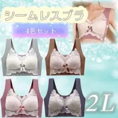シームレスブラ　ノンワイヤー　ナイトブラ　2L 美胸　楽ブラ　伸縮性　着痩せ
