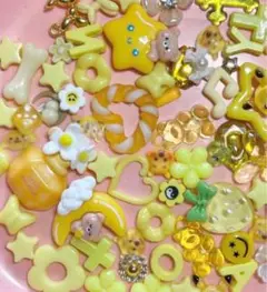 No.374 デコレーション　デコパーツ　まとめ売り　イエローセット