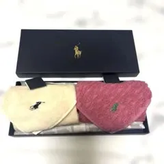 新品　ポロラルフローレン タオルハンカチ 2枚セット　白　ローズ