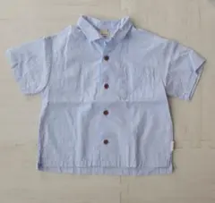 petit main 半袖シャツ 100cm 水色 ストライプ