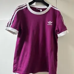 adidas Originals 半袖 3ストライプTシャツ バーガンディ